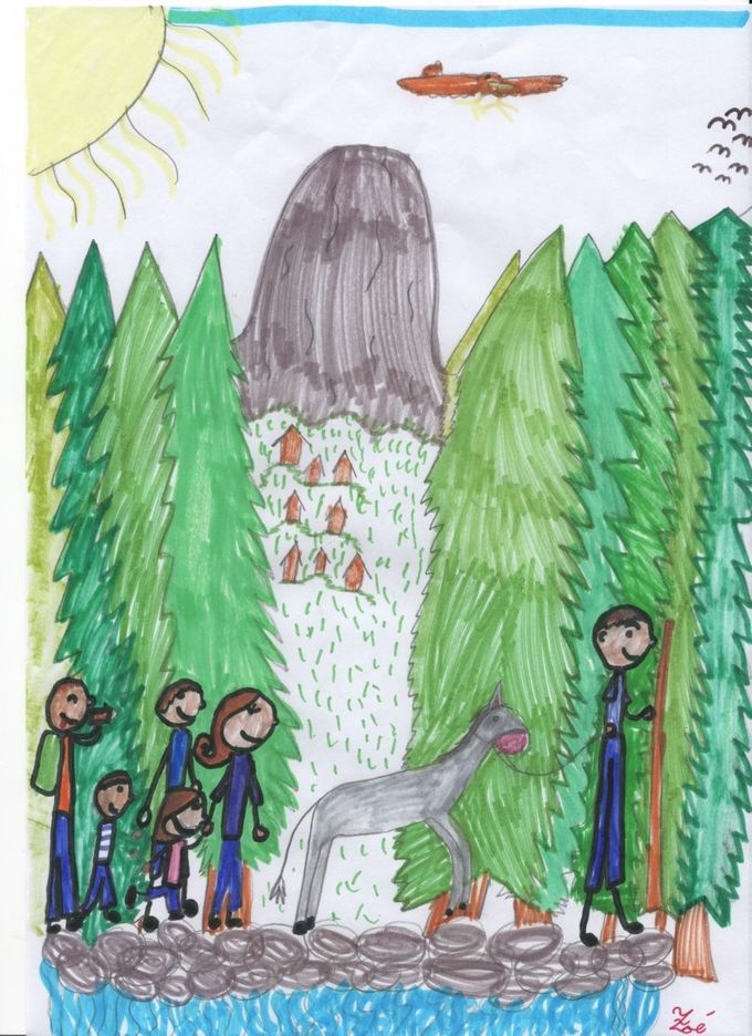 Zoé, neuf ans, vous dessine la marche du troupeau...